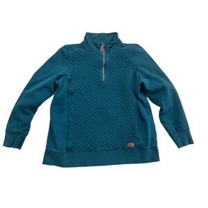 L.L. Bean Quilted Quarter Zip Sweatshirt Teal Blue Women's XL